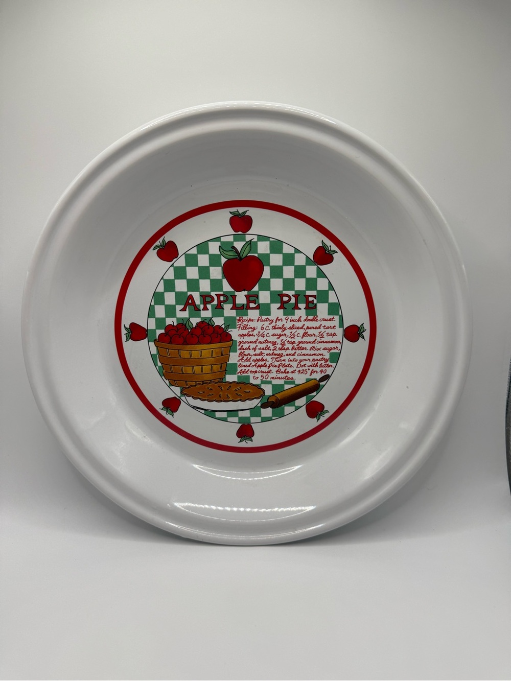 Vintage Apple Pie Pan Recipe Plate Cottage Core Granny Fall Decor